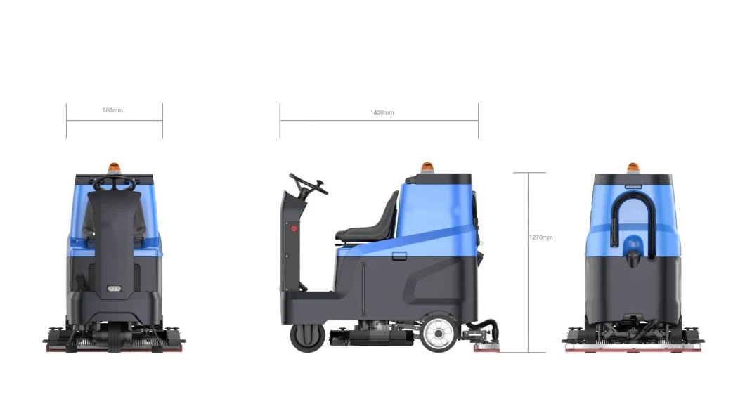 Industrial 140L Floor Sweeper Scrubber Ride on Floor Scrubber Dryer with Rear-Driven